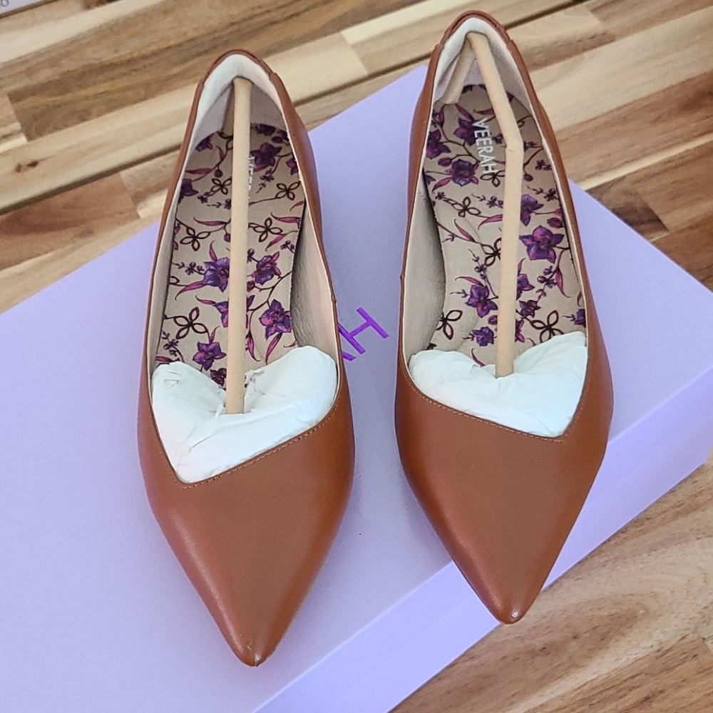 Veerah Vegan Leather Flats in Cognac